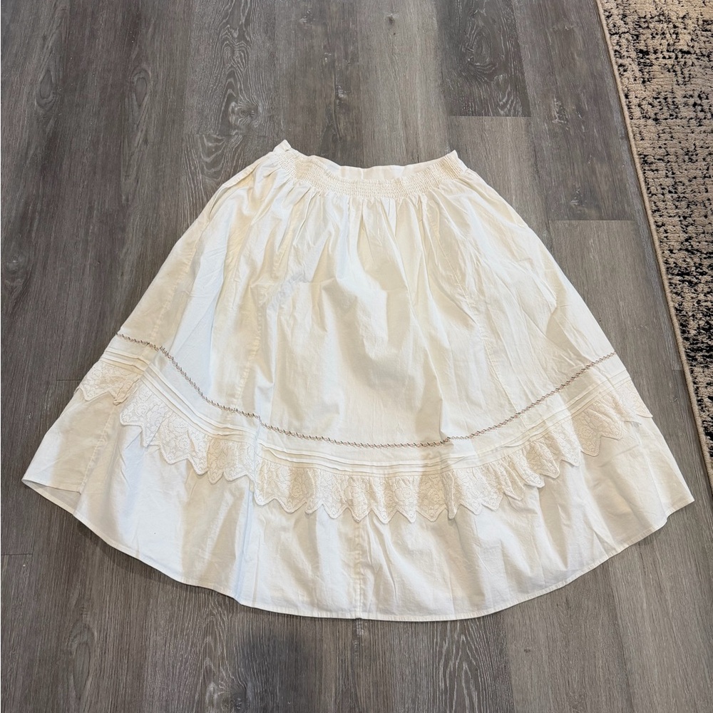 Free People Ivory High-Low Skirt with Embroidered Details - Picture 4 of 5